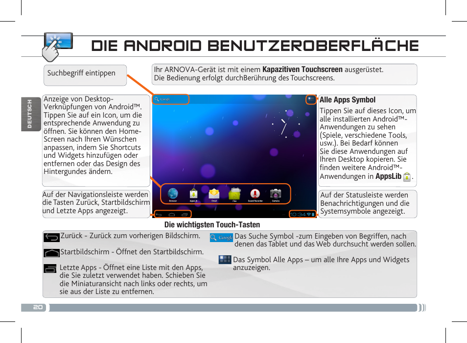 Die android benutzeroberfläche | ARNOVA 7 G3 User Manual | Page 20 / 58