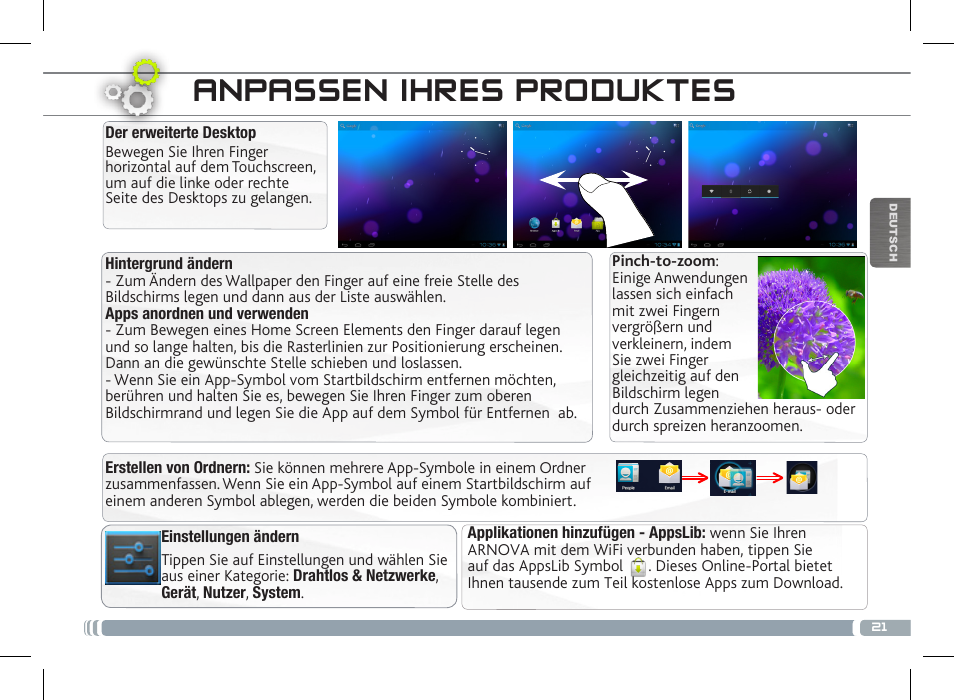 Anpassen ihres produktes | ARNOVA 7 G3 User Manual | Page 21 / 58