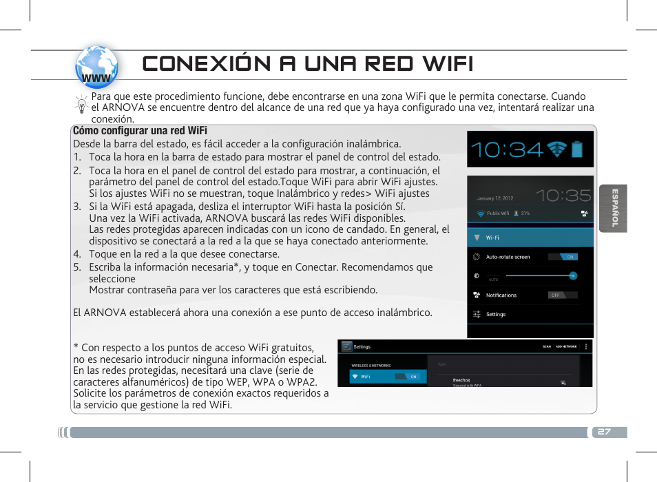 Conexión a una red wifi | ARNOVA 7 G3 User Manual | Page 27 / 58