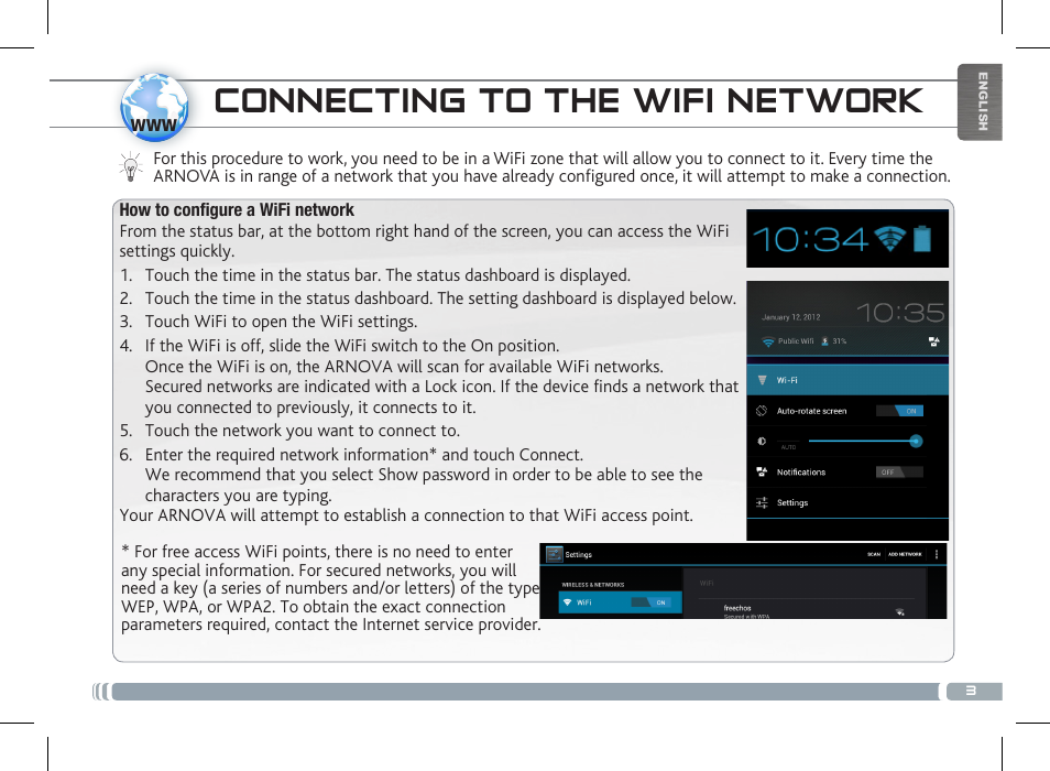 Connecting to the wifi network | ARNOVA 7 G3 User Manual | Page 3 / 58