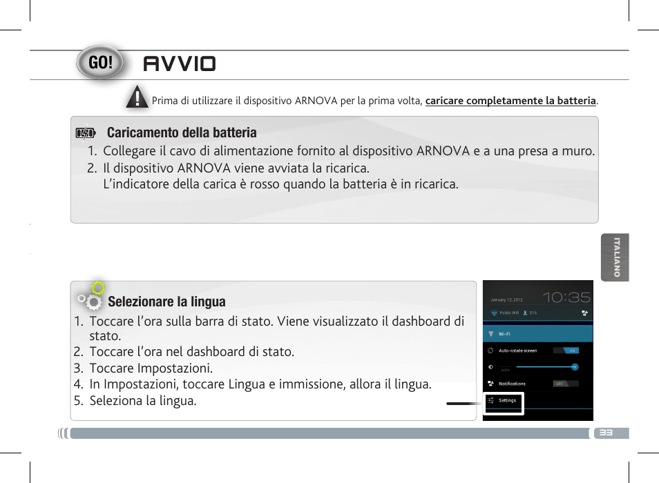 Avvio | ARNOVA 7 G3 User Manual | Page 33 / 58