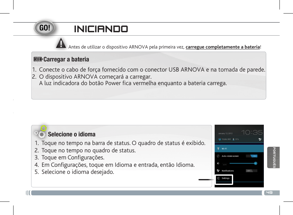 Iniciando | ARNOVA 7 G3 User Manual | Page 49 / 58