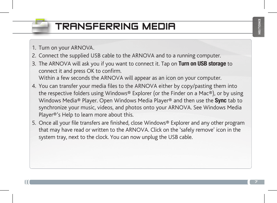 Transferring media | ARNOVA 7 G3 User Manual | Page 7 / 58