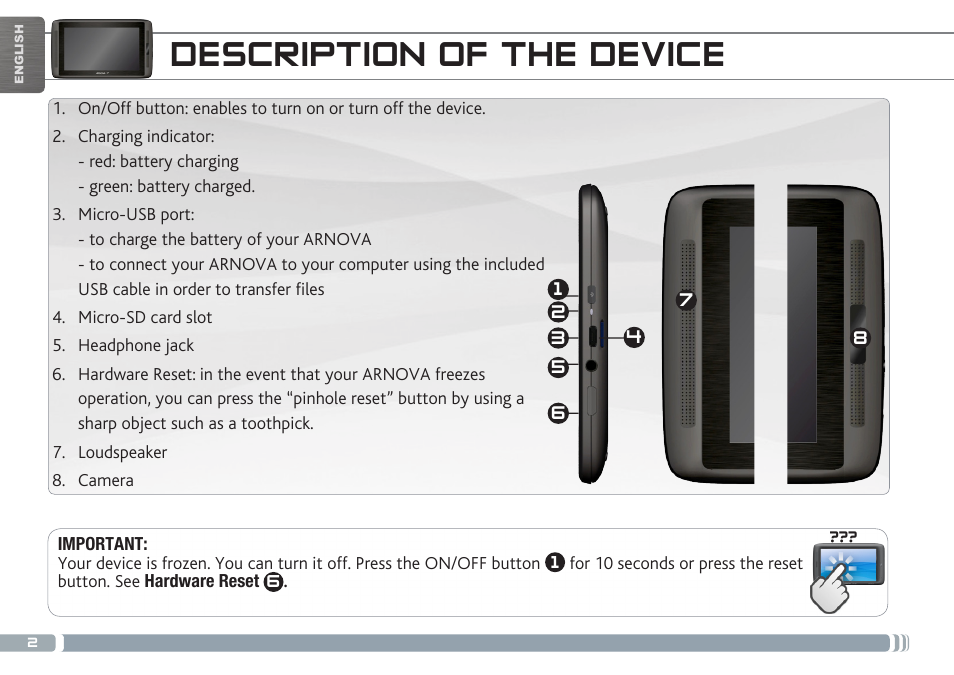 Description of the device | ARNOVA 7b G3 User Manual | Page 2 / 58