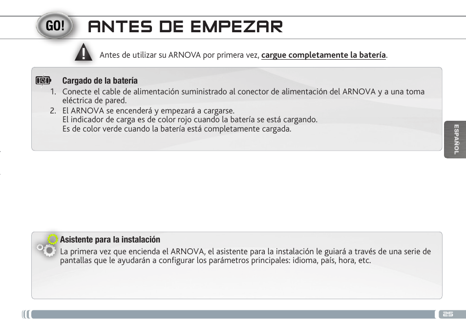 Antes de empezar | ARNOVA 7b G3 User Manual | Page 25 / 58