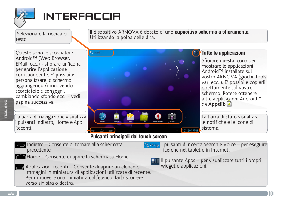 Interfaccia | ARNOVA 7b G3 User Manual | Page 36 / 58