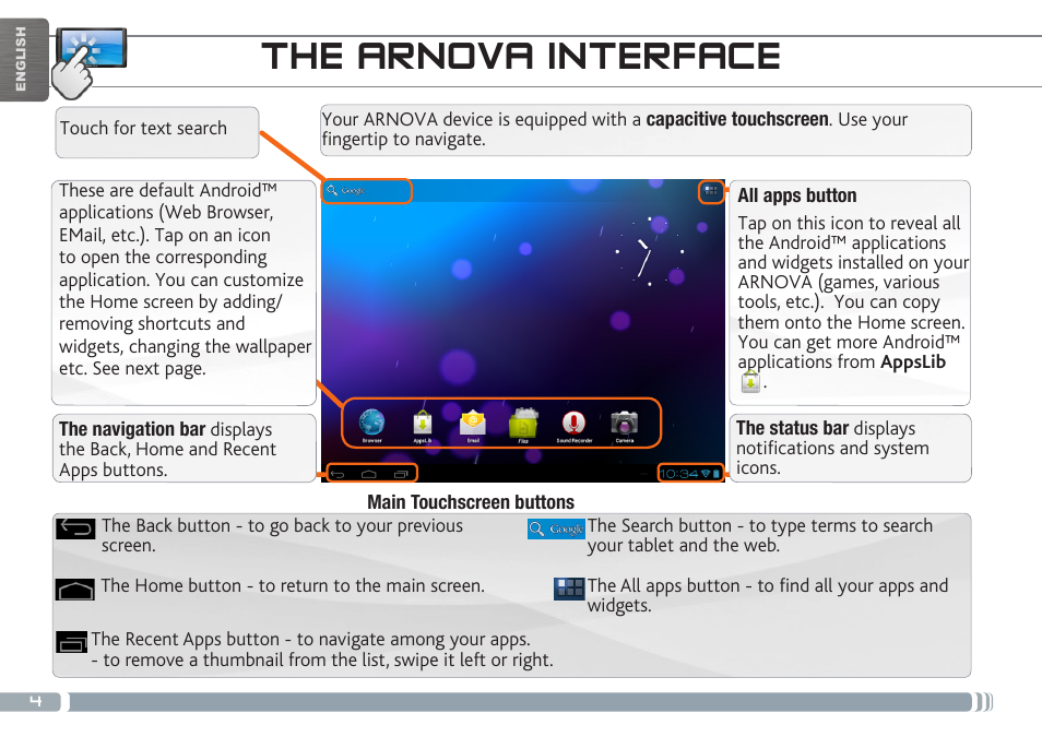 The arnova interface | ARNOVA 7b G3 User Manual | Page 4 / 58