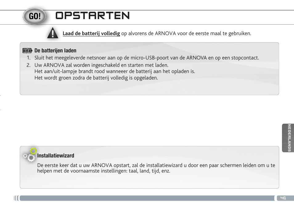 Opstarten | ARNOVA 7b G3 User Manual | Page 41 / 58