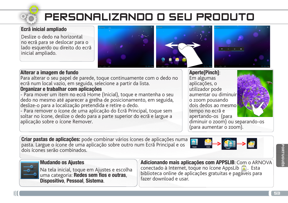 Personalizando o seu produto | ARNOVA 7b G3 User Manual | Page 53 / 58