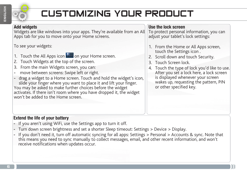 Customizing your product | ARNOVA 7b G3 User Manual | Page 6 / 58