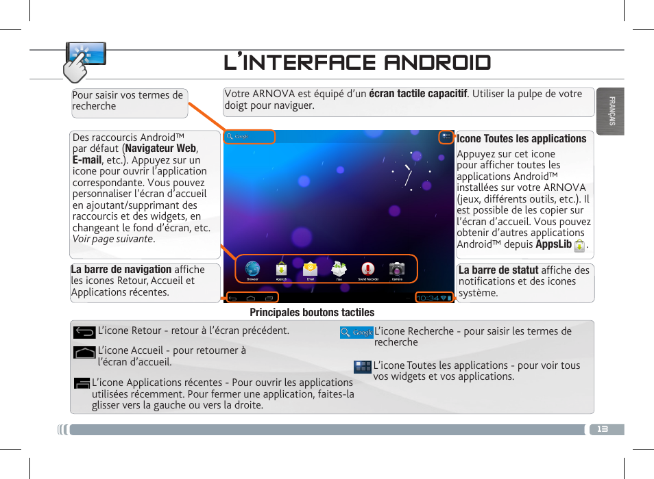 L’interface android | ARNOVA 7c G3 User Manual | Page 13 / 58