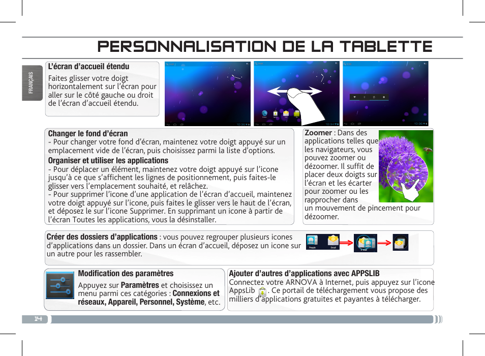 Personnalisation de la tablette | ARNOVA 7c G3 User Manual | Page 14 / 58