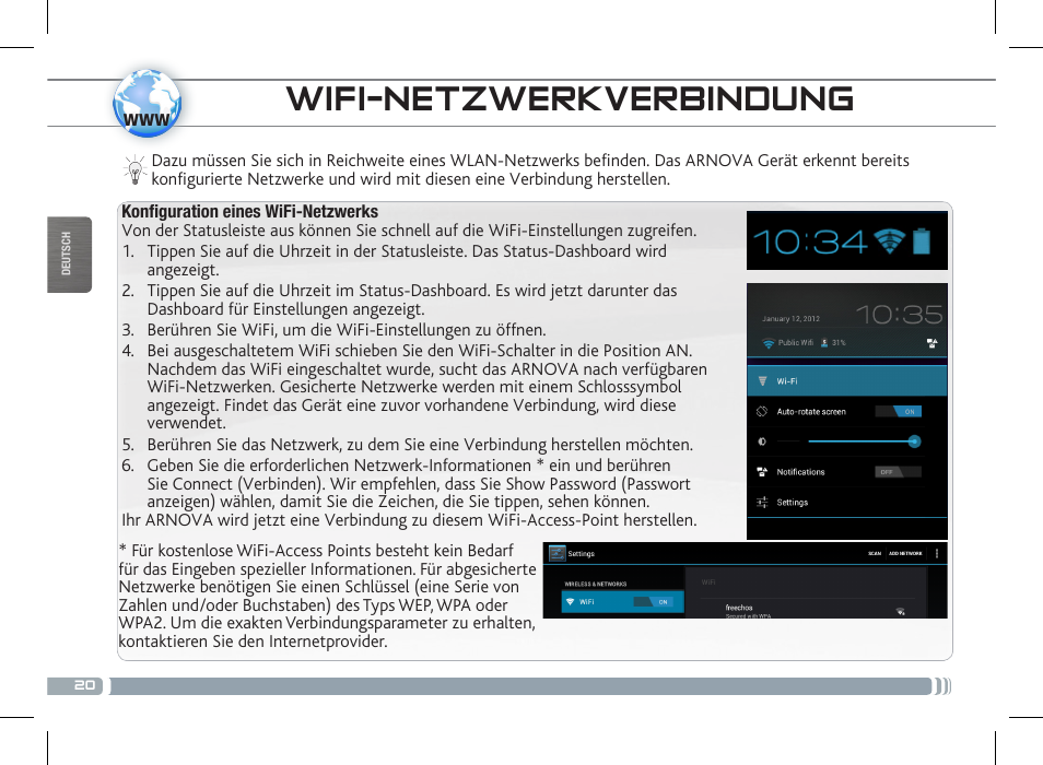 Wifi-netzwerkverbindung | ARNOVA 7c G3 User Manual | Page 20 / 58