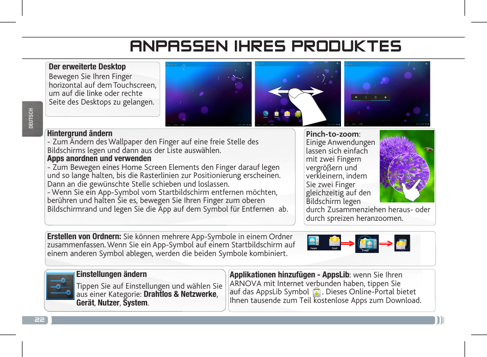 Anpassen ihres produktes | ARNOVA 7c G3 User Manual | Page 22 / 58