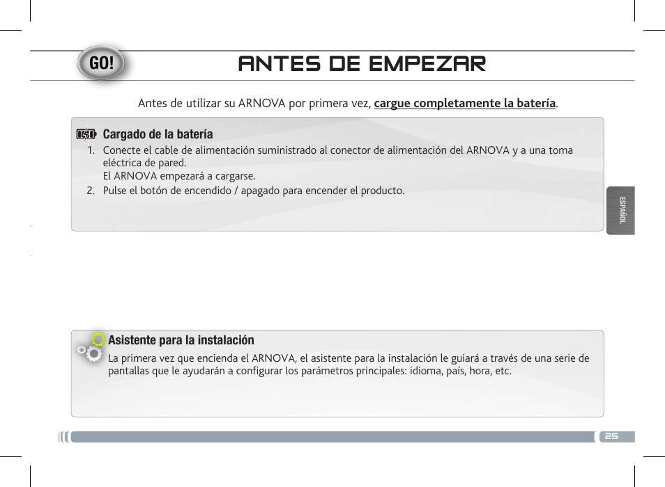 Antes de empezar | ARNOVA 7c G3 User Manual | Page 25 / 58