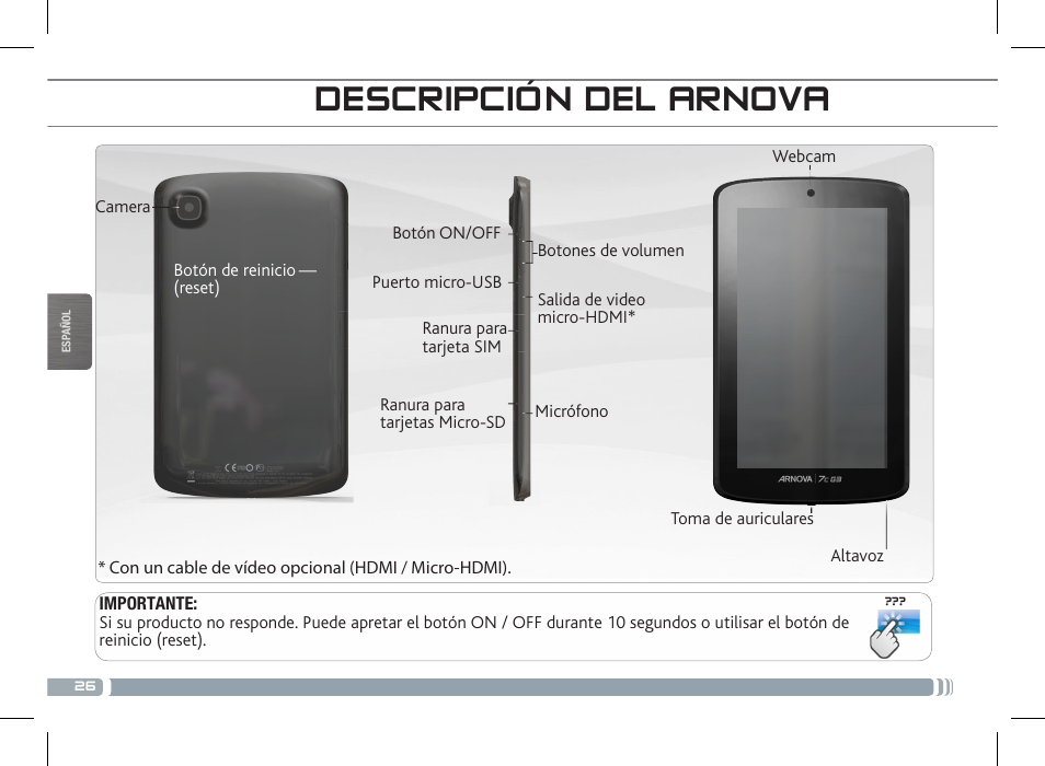 Descripción del arnova | ARNOVA 7c G3 User Manual | Page 26 / 58