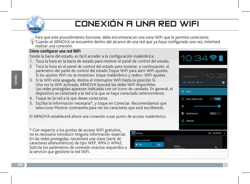 Conexión a una red wifi | ARNOVA 7c G3 User Manual | Page 28 / 58