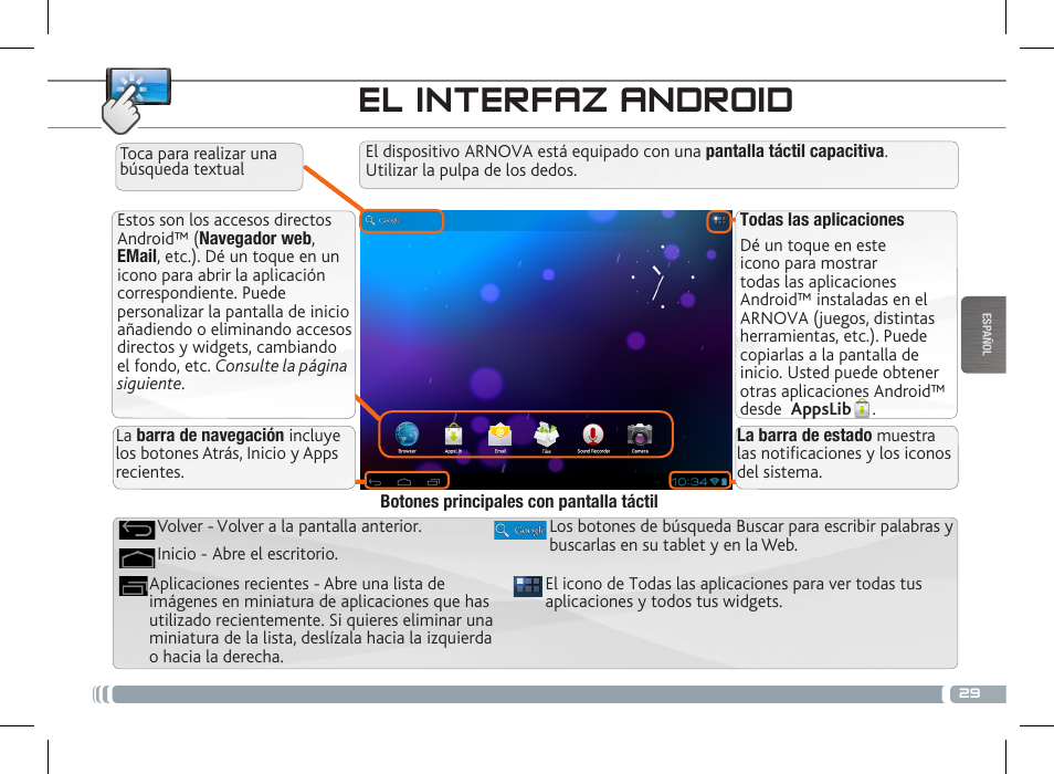 Conexión a una red wifi el interfaz android | ARNOVA 7c G3 User Manual | Page 29 / 58