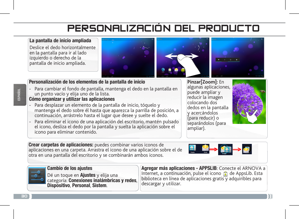 Personalización del producto | ARNOVA 7c G3 User Manual | Page 30 / 58