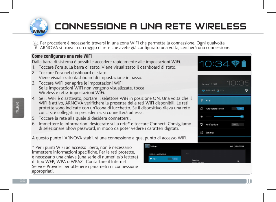 Connessione a una rete wireless | ARNOVA 7c G3 User Manual | Page 36 / 58
