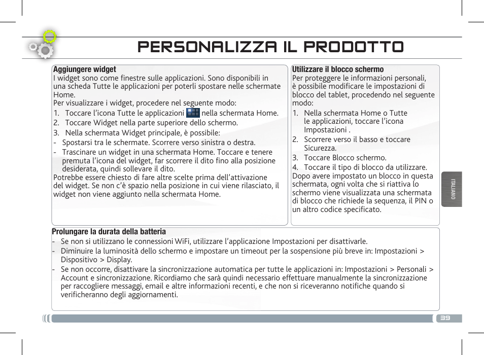 Personalizza il prodotto | ARNOVA 7c G3 User Manual | Page 39 / 58