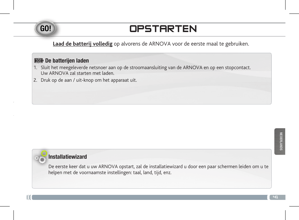 Opstarten | ARNOVA 7c G3 User Manual | Page 41 / 58