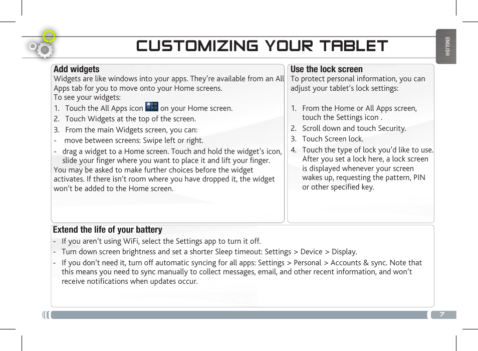 Customizing your tablet | ARNOVA 7c G3 User Manual | Page 7 / 58