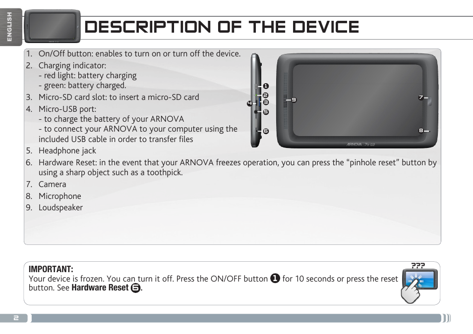 Description of the device | ARNOVA 7d G3 User Manual | Page 2 / 58