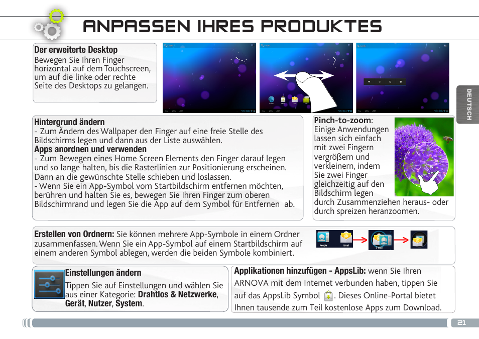 Anpassen ihres produktes | ARNOVA 7d G3 User Manual | Page 21 / 58
