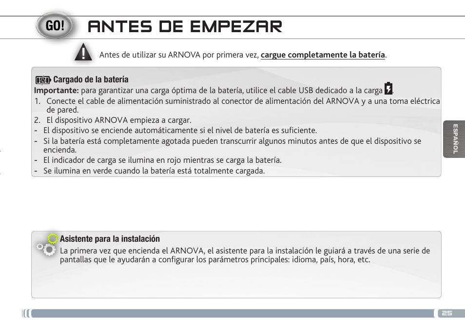 Antes de empezar | ARNOVA 7d G3 User Manual | Page 25 / 58
