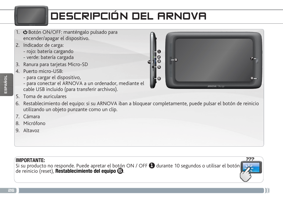 Descripción del arnova | ARNOVA 7d G3 User Manual | Page 26 / 58
