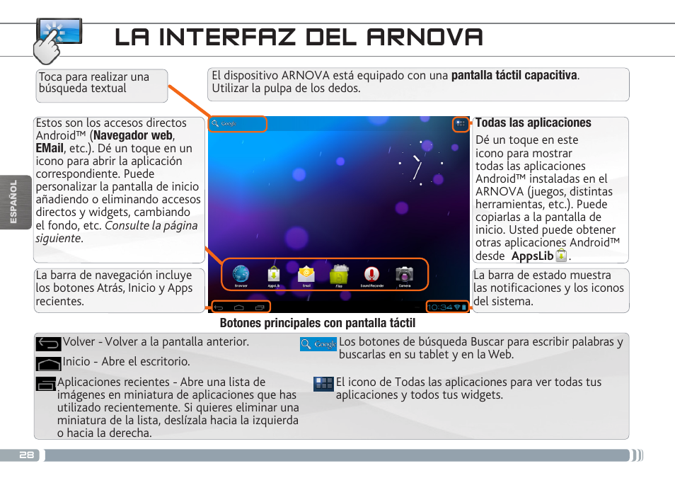 La interfaz del arnova | ARNOVA 7d G3 User Manual | Page 28 / 58