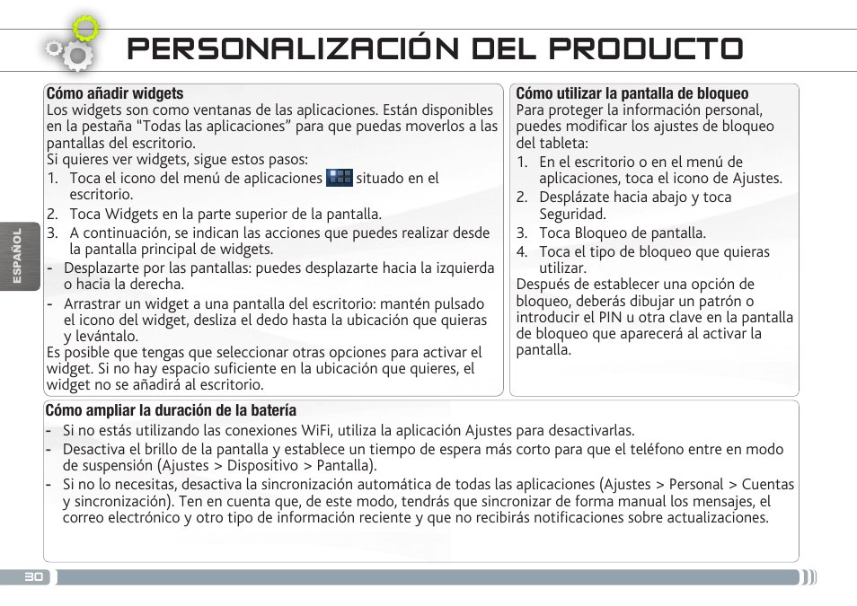 Personalización del producto | ARNOVA 7d G3 User Manual | Page 30 / 58