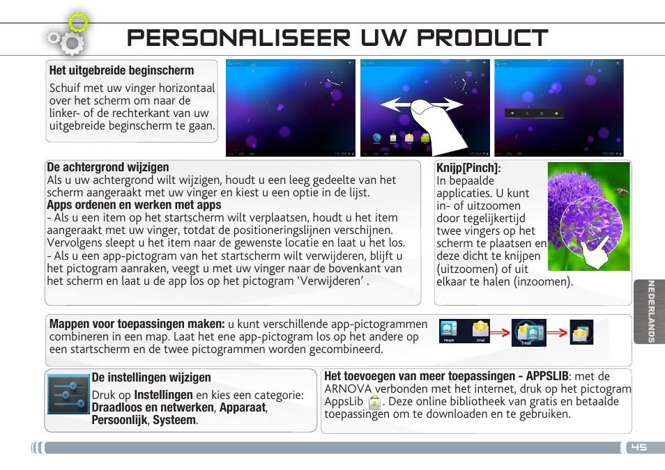 Personaliseer uw product | ARNOVA 7d G3 User Manual | Page 45 / 58