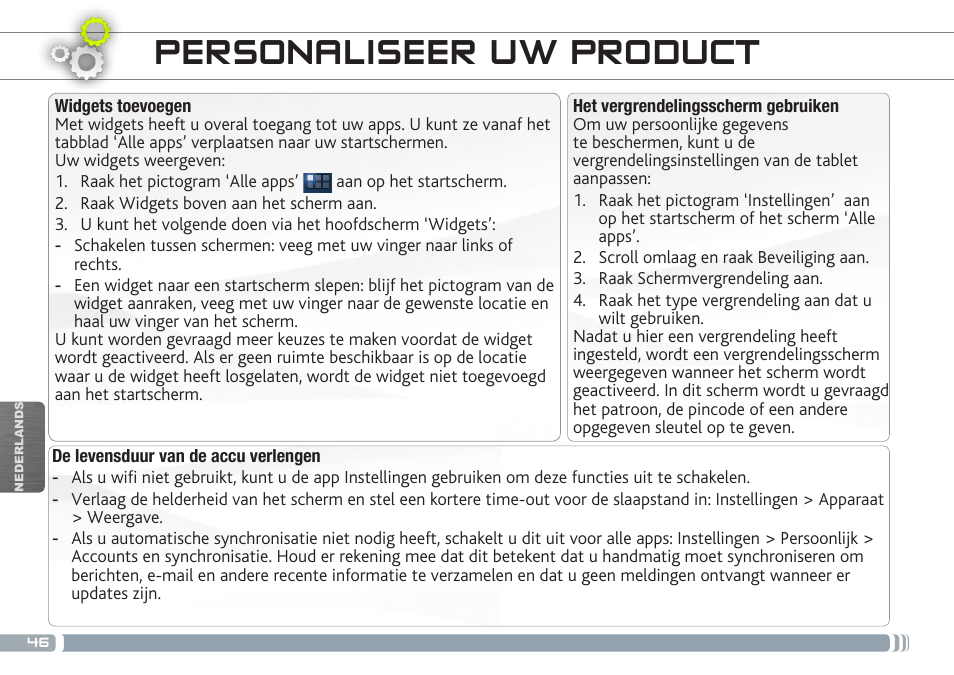 Personaliseer uw product | ARNOVA 7d G3 User Manual | Page 46 / 58