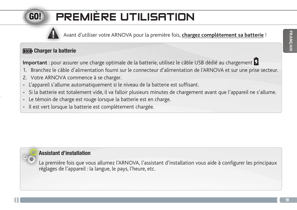 Première utilisation | ARNOVA 7d G3 User Manual | Page 9 / 58