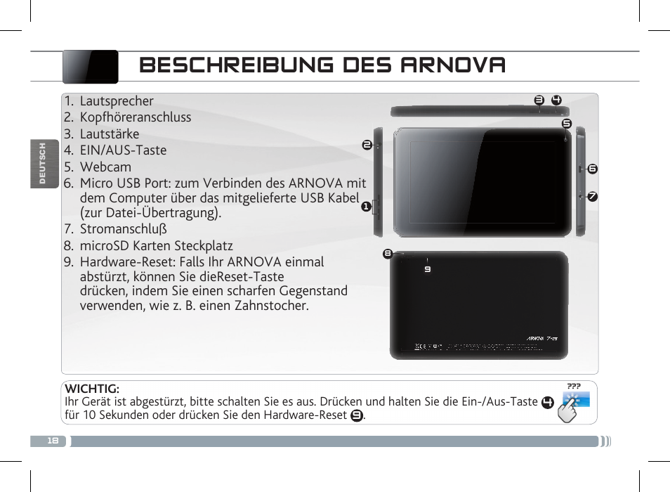 Beschreibung des arnova | ARNOVA 7f G3 User Manual | Page 18 / 58