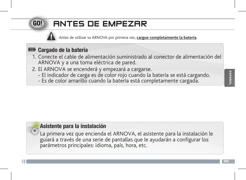 Antes de empezar | ARNOVA 7f G3 User Manual | Page 25 / 58