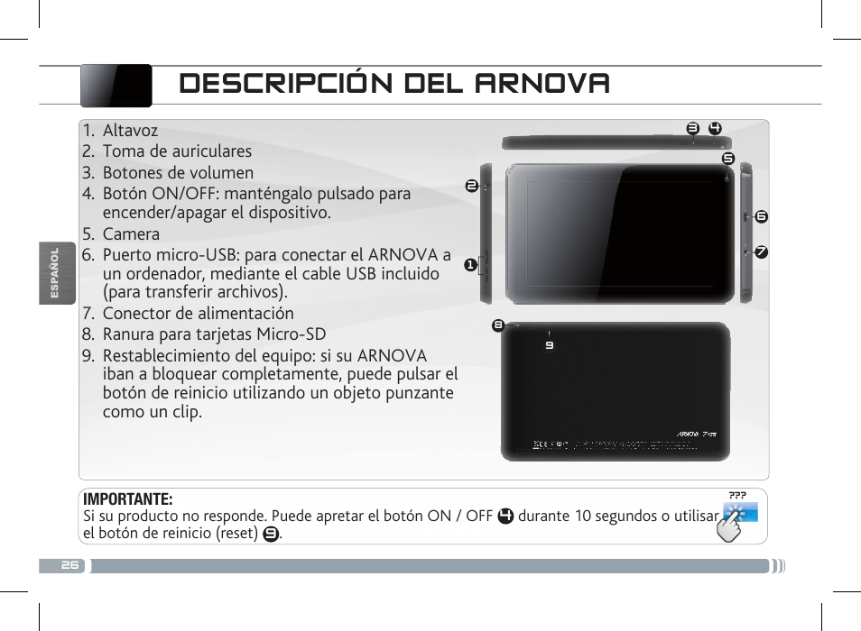 Descripción del arnova | ARNOVA 7f G3 User Manual | Page 26 / 58