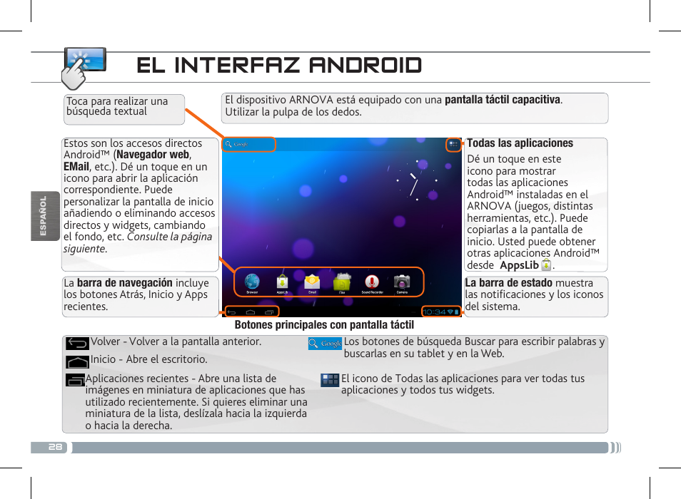 El interfaz android | ARNOVA 7f G3 User Manual | Page 28 / 58