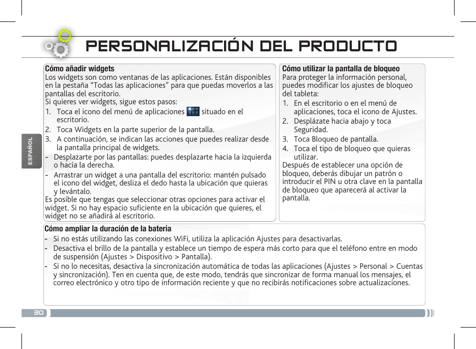 Personalización del producto | ARNOVA 7f G3 User Manual | Page 30 / 58