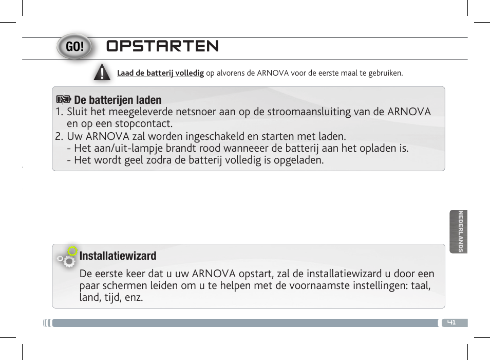 Opstarten | ARNOVA 7f G3 User Manual | Page 41 / 58