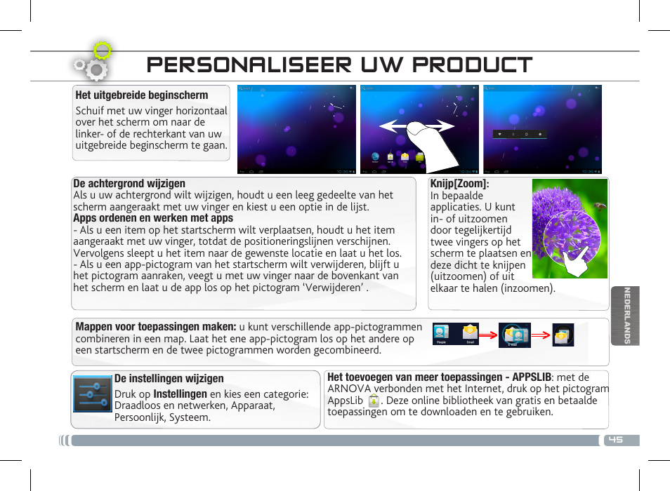 Personaliseer uw product | ARNOVA 7f G3 User Manual | Page 45 / 58