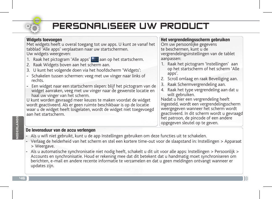 Personaliseer uw product | ARNOVA 7f G3 User Manual | Page 46 / 58