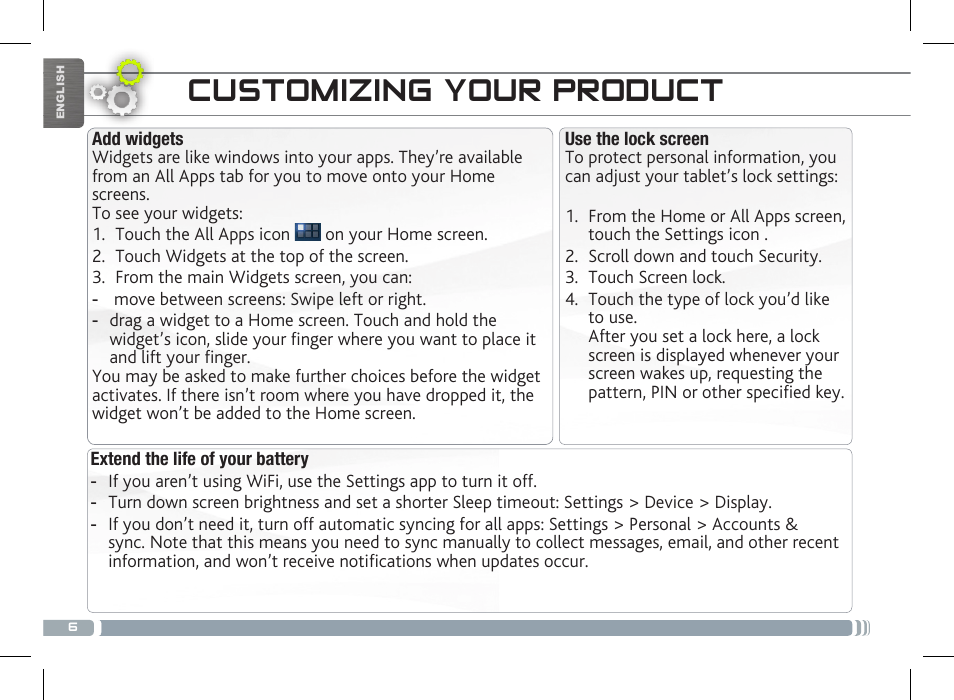 Customizing your product | ARNOVA 7f G3 User Manual | Page 6 / 58
