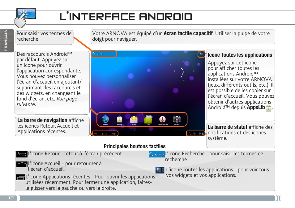 L’interface android | ARNOVA 7h G3 User Manual | Page 12 / 66