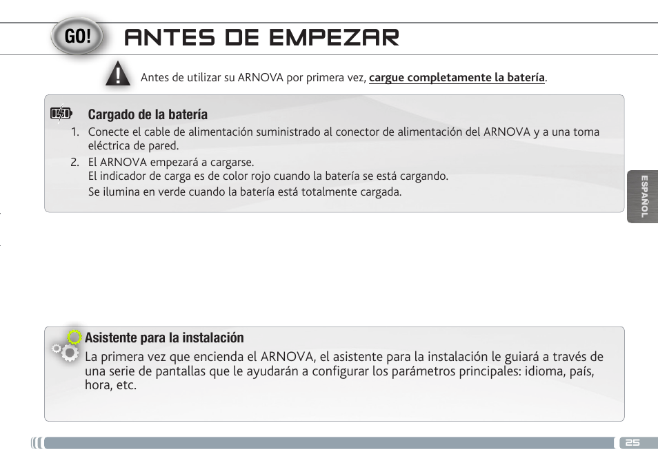 Antes de empezar | ARNOVA 7h G3 User Manual | Page 25 / 66