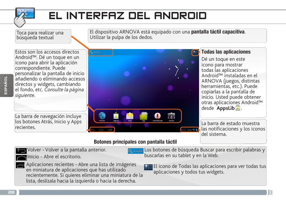 El interfaz del android | ARNOVA 7h G3 User Manual | Page 28 / 66