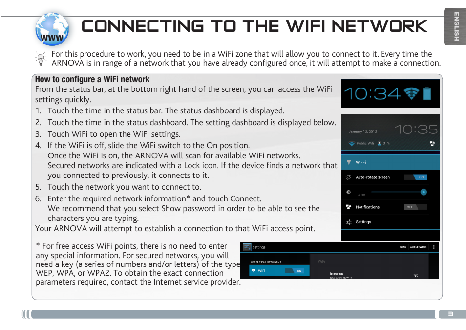 Connecting to the wifi network | ARNOVA 7h G3 User Manual | Page 3 / 66