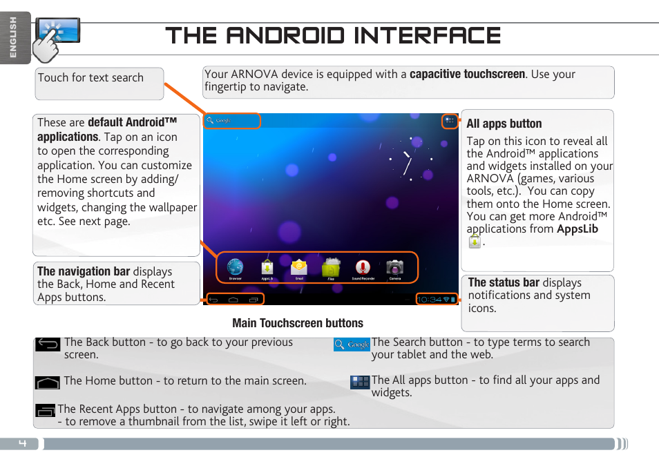 The android interface | ARNOVA 7h G3 User Manual | Page 4 / 66